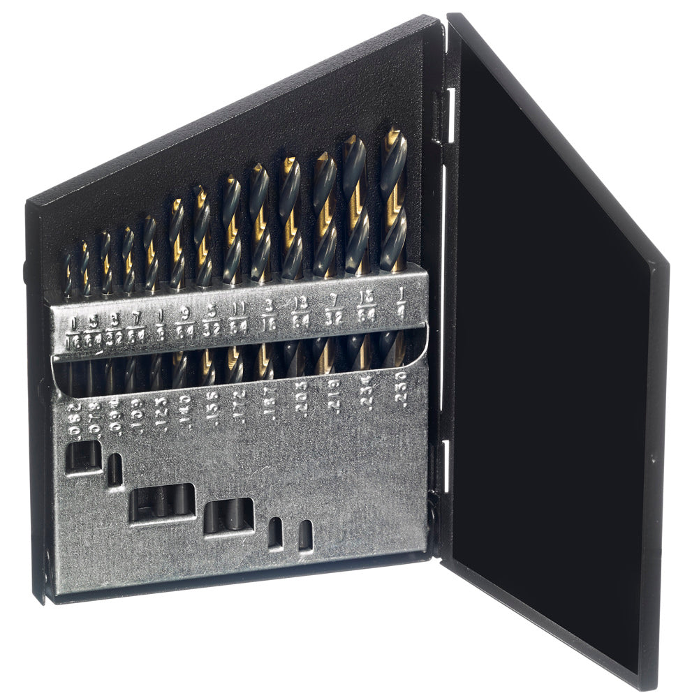 Champion 115-XGO BlackGold Drill Set – 15-Piece 1/16"–1/2" x 32nds — BlackGold HSS drills in metal storage case