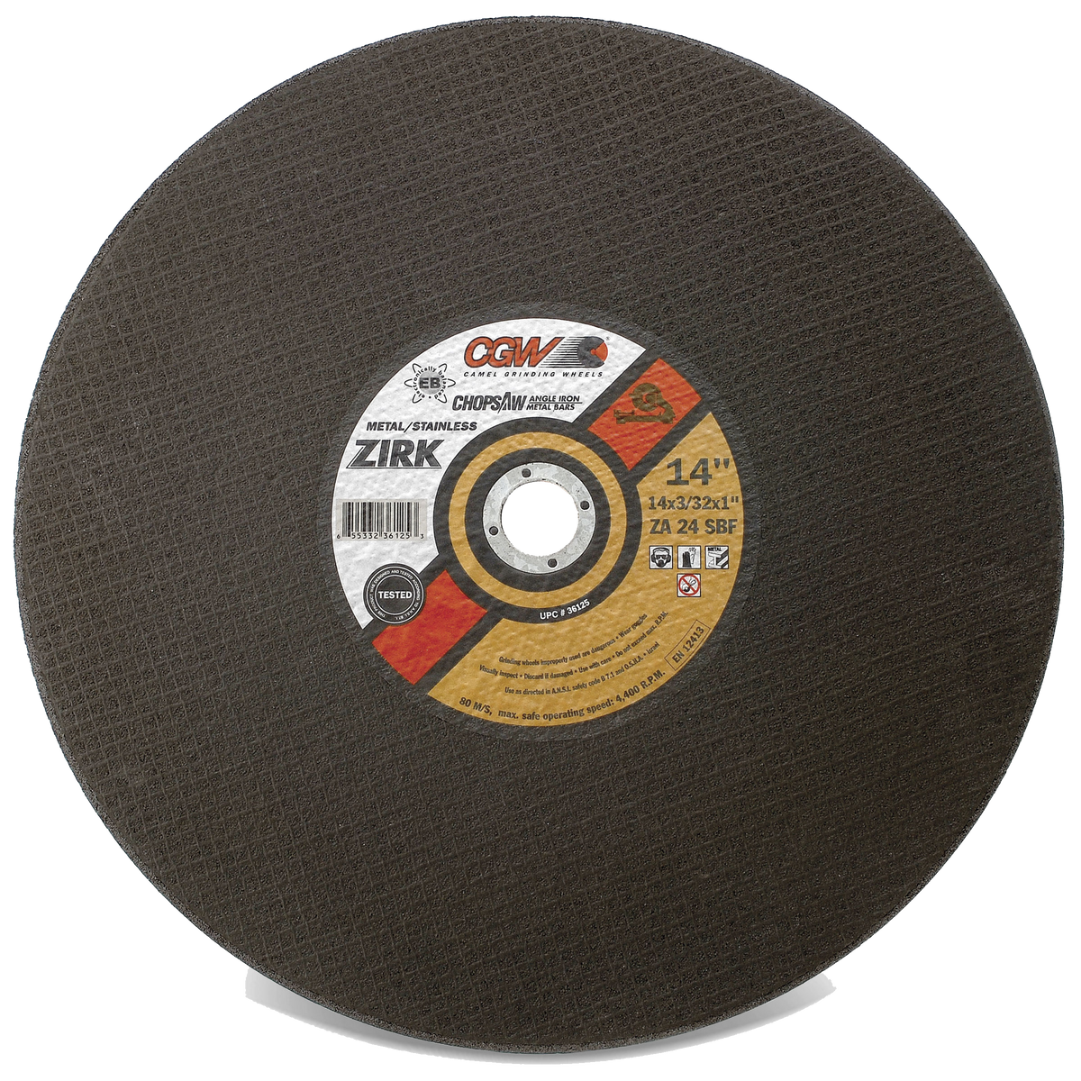 CGW 14 inch specialty chop saw wheel - representative zirconia series image