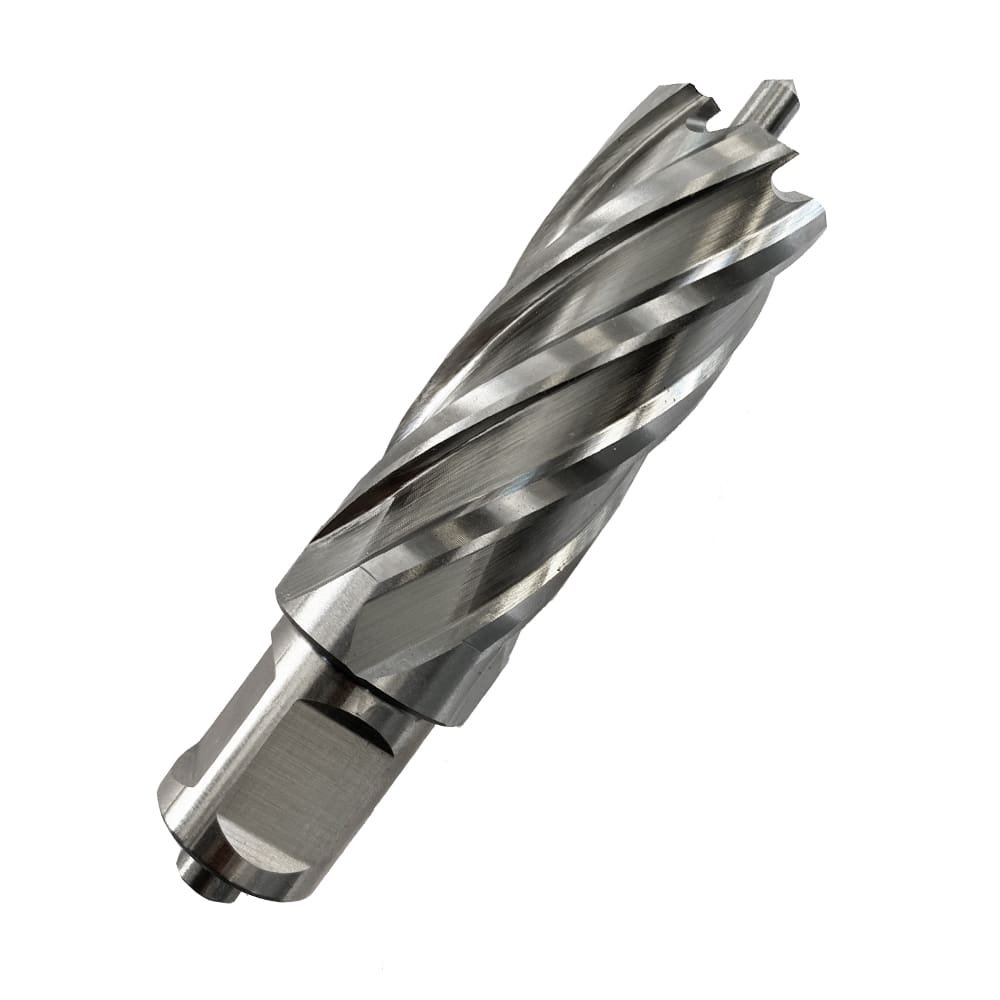 Champion CS200 HSS annular cutter 2-inch depth cutting large diameter hole in steel plate