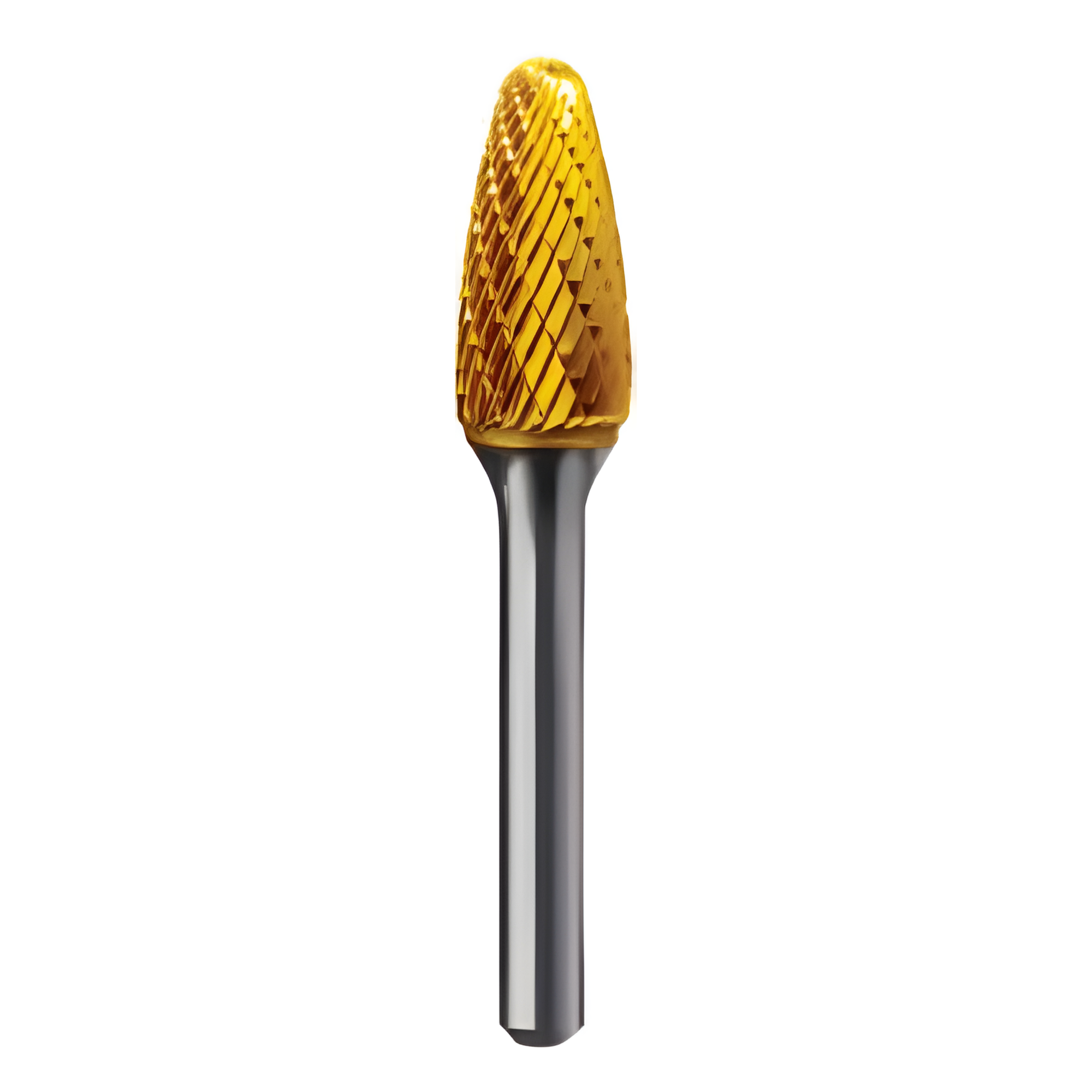 Tree shape carbide bur with radius end profiling steel