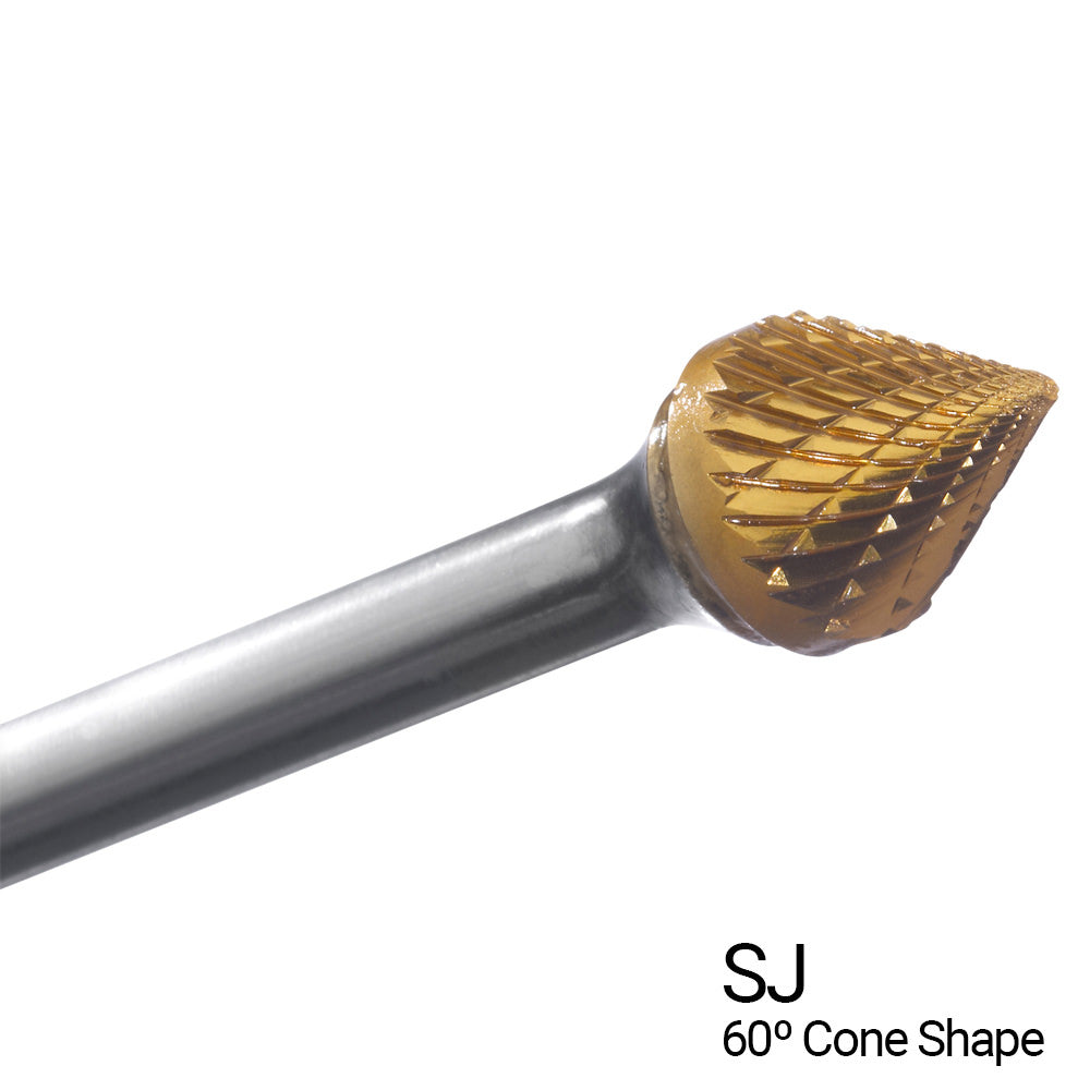Champion SJ9 1" x 15/16" 60° Cone TiN-Coated Double-Cut Carbide Bur — profile image