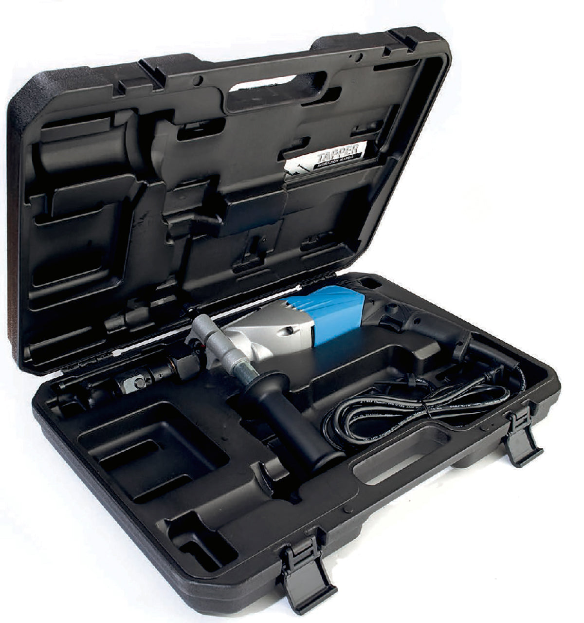 XLT Power Tapper carrying case open with accessories side handle depth gauge hex key