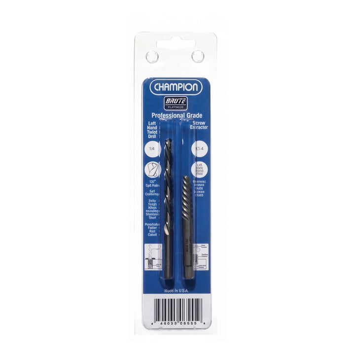Champion 06556 iPAC X1-5 & XL5LH 19/64" Screw Extractor / Left-Hand Drill Set — matched left-hand drill and screw extractor pair