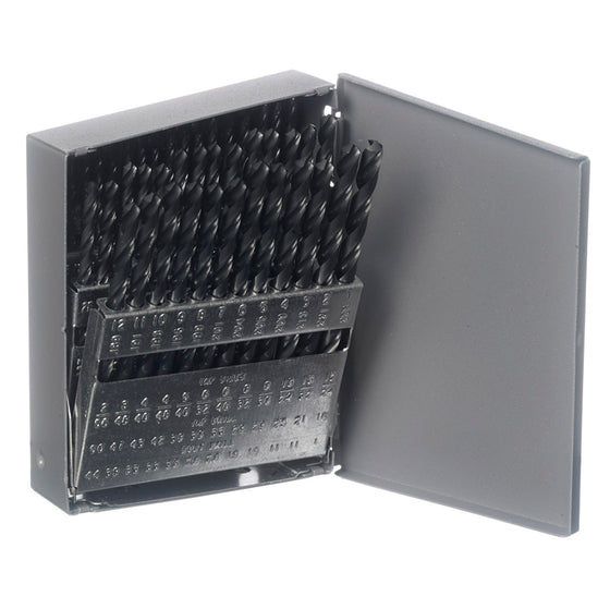 Champion 160C 705 Black HSS Drill Set – 60-Piece #1–#60 wire sizes — 705 Black HSS drills in metal case