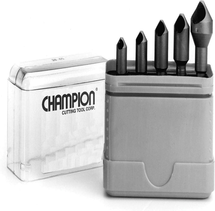 Champion CSK-SET-5 5-Piece 82° Zero-Flute Countersink Set — Champion CSK-SET-5 zero flute countersink set for professional metal deburring