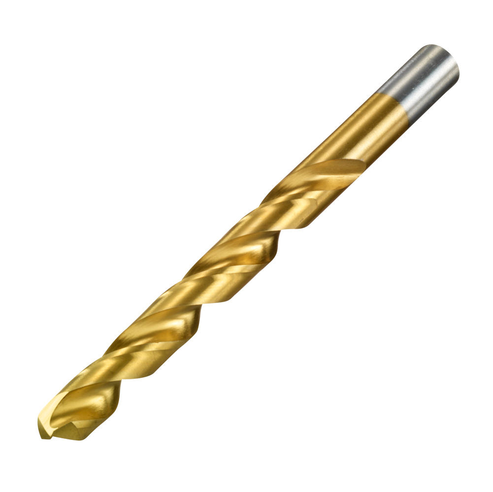 Champion 700T-1/2 TiN-Coated HSS Heavy-Duty Jobber Drill Bit, 1/2" – 135° Split Point — 135-degree split point and straight shank, Made in USA