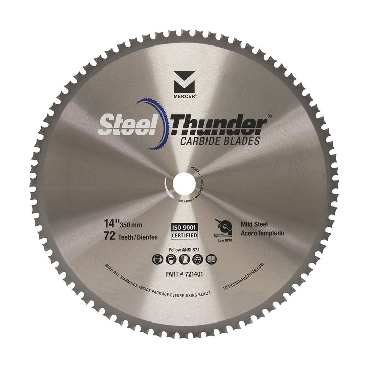 Mercer Abrasives 721401 14 in 72-Tooth M-ATB Carbide Circular Saw Blade - Mild Steel
