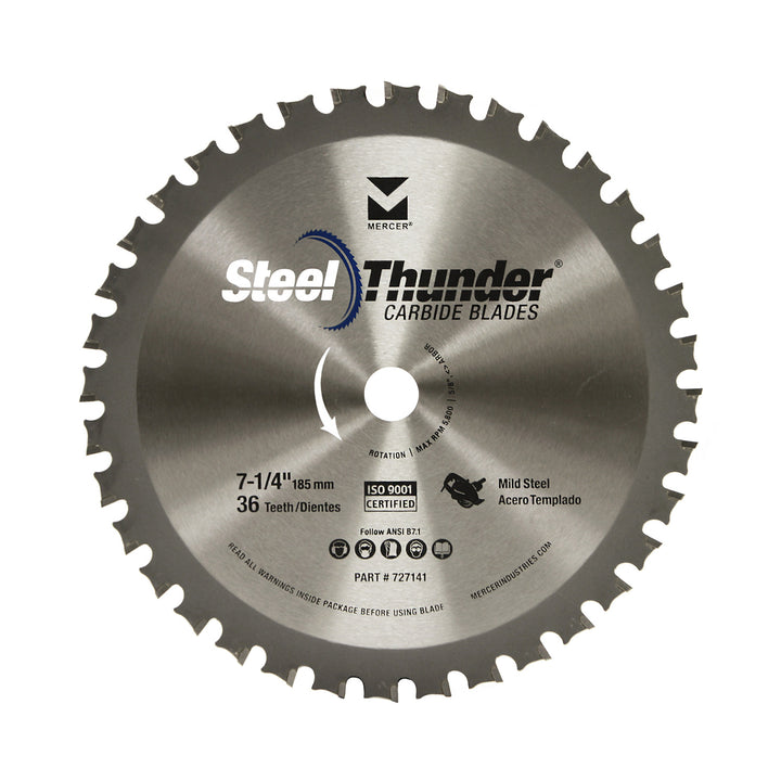 Mercer Abrasives 727141 7-1/4 in 36-Tooth TCG Carbide Circular Saw Blade - Mild Steel
