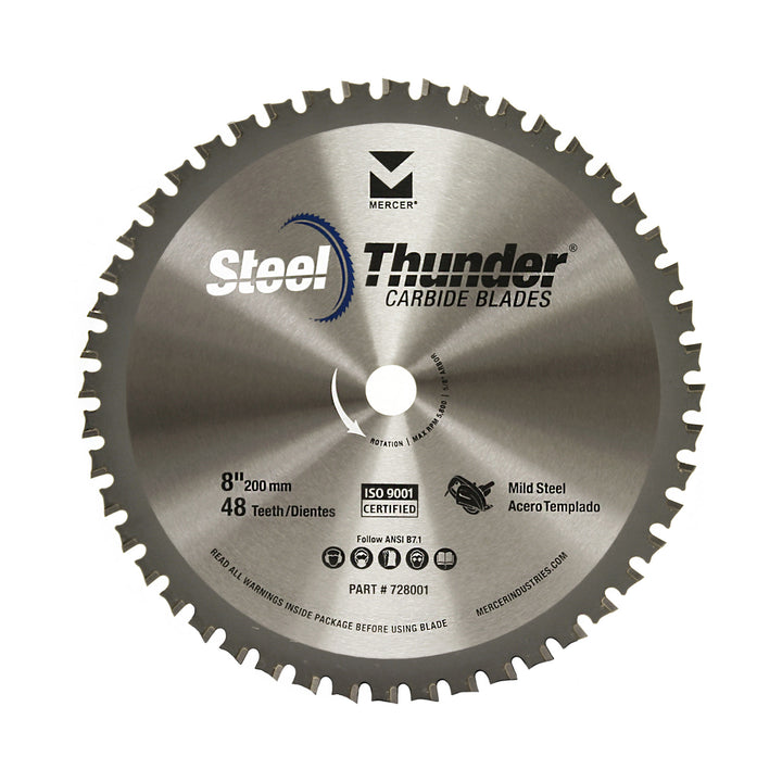 Mercer Abrasives 728001 8 in 48-Tooth TCG Carbide Circular Saw Blade - Mild Steel