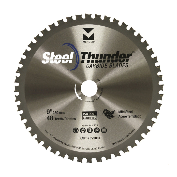 Mercer Abrasives 729001 9 in 48-Tooth TCG Carbide Circular Saw Blade - Mild Steel