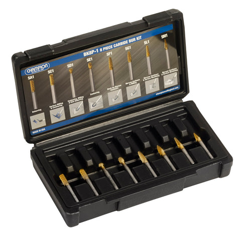 Champion BK8P-1 high performance 8-piece carbide bur kit for metal deburring