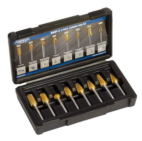Champion BK8P-5 high performance 1/2 inch carbide bur kit for heavy metal removal