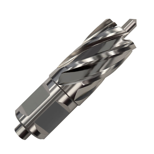 Champion CS100 HSS annular cutter 1 inch depth cutting clean hole in structural steel plate