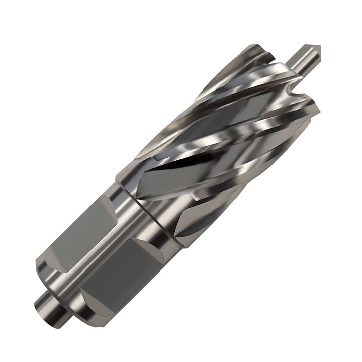 Champion CS100P Replacement Pilot Pin for CS100 Annular Cutters — Champion CS100 HSS annular cutter 1 inch depth cutting clean hole in structural steel plate