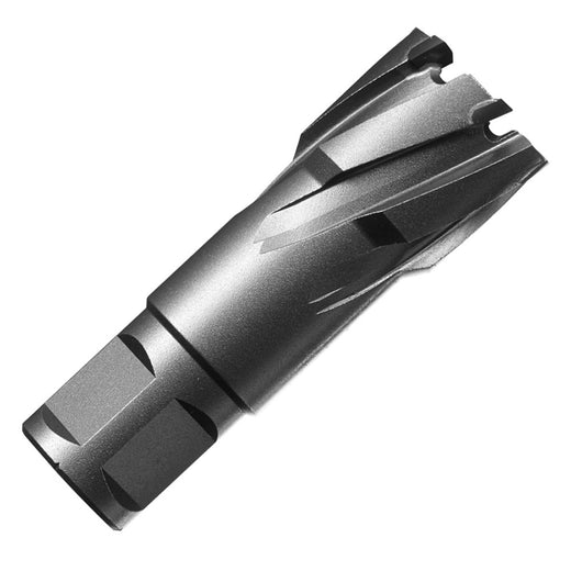 Triple-edge carbide annular cutter drilling stainless steel with mag drill