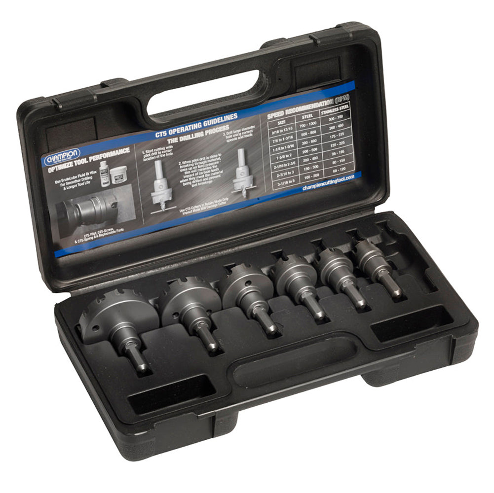 Champion CT5P-SET-B carbide-tipped hole cutter set for professional metal drilling