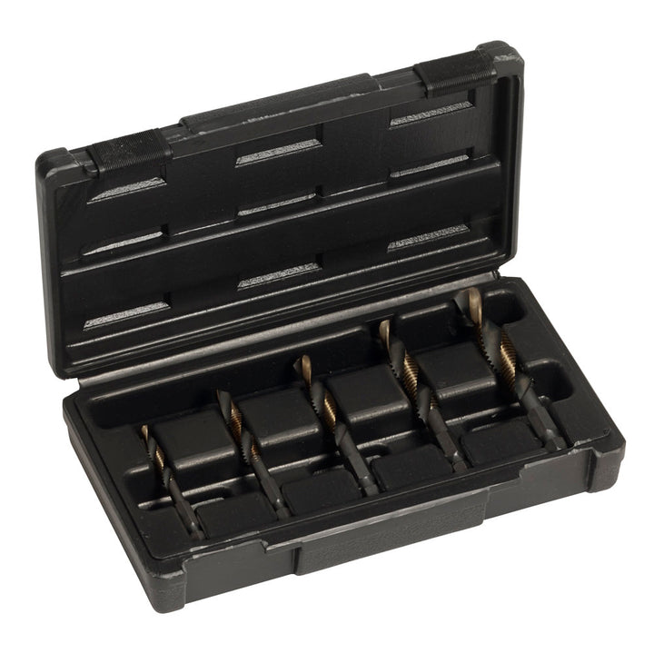 Champion DT22HEX-SET-MS5 5-Piece Machine Screw Drill-Tap Set — Champion DT22HEX-SET-MS5 drill-tap combo set screw machine sizes 6-32 to 12-24
