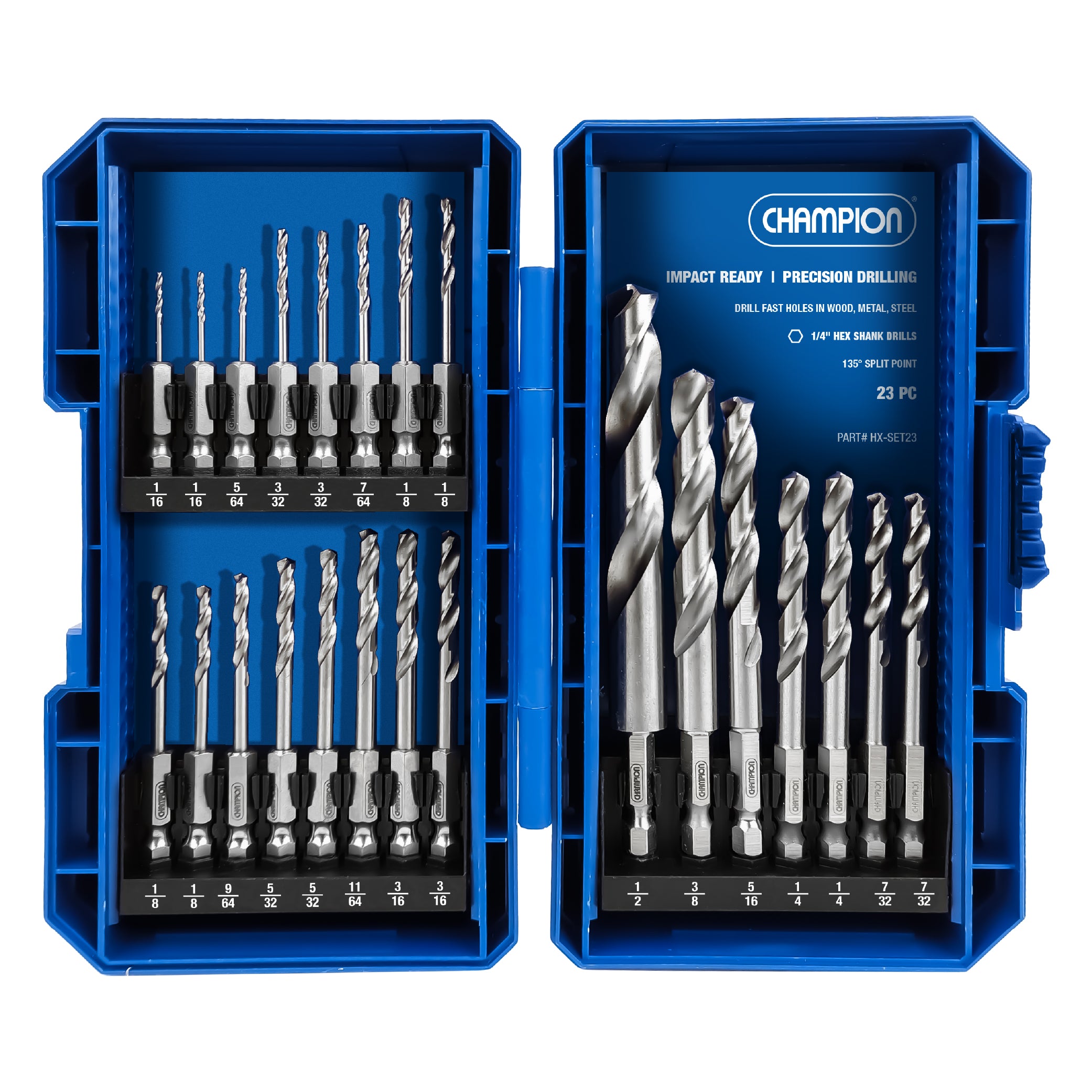 Champion HX-SET23 23-piece hex shank drill bit set