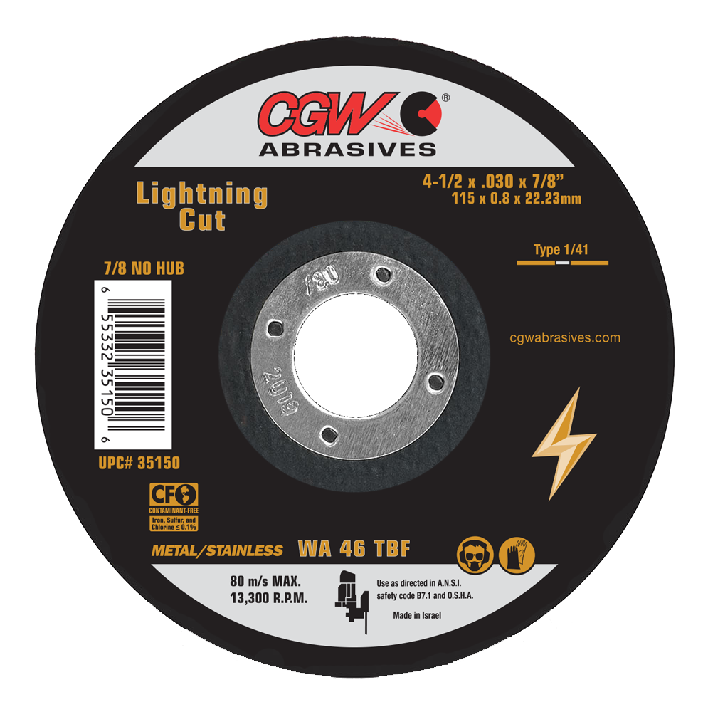 CGW 35150 Lightning Cut 4-1/2-inch Type 1 cut-off wheel