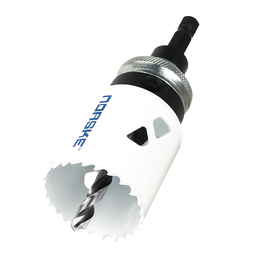 Close-up of Norske bi-metal hole saw teeth designed for durability