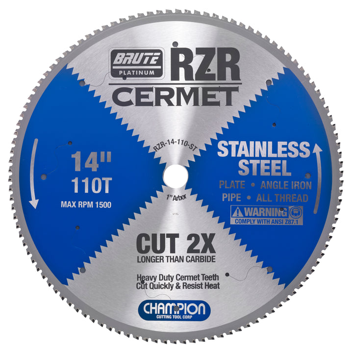 Champion RZR-14-110-ST 14 in 110-Tooth Cermet Circular Saw Blade - Stainless Steel