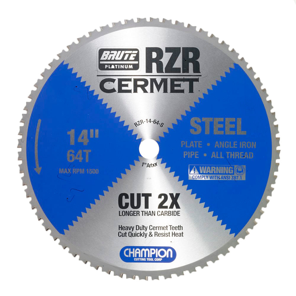 Champion RZR-14-64-S 14 in 64-Tooth Cermet Circular Saw Blade - Steel