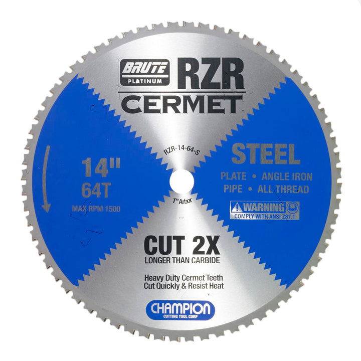 Champion RZR-14-64-S 14 in 64-Tooth Cermet Circular Saw Blade - Steel