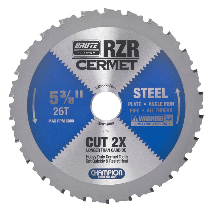 Champion RZR-538-26-S 5-3/8 in 26-Tooth Cermet Circular Saw Blade - Steel