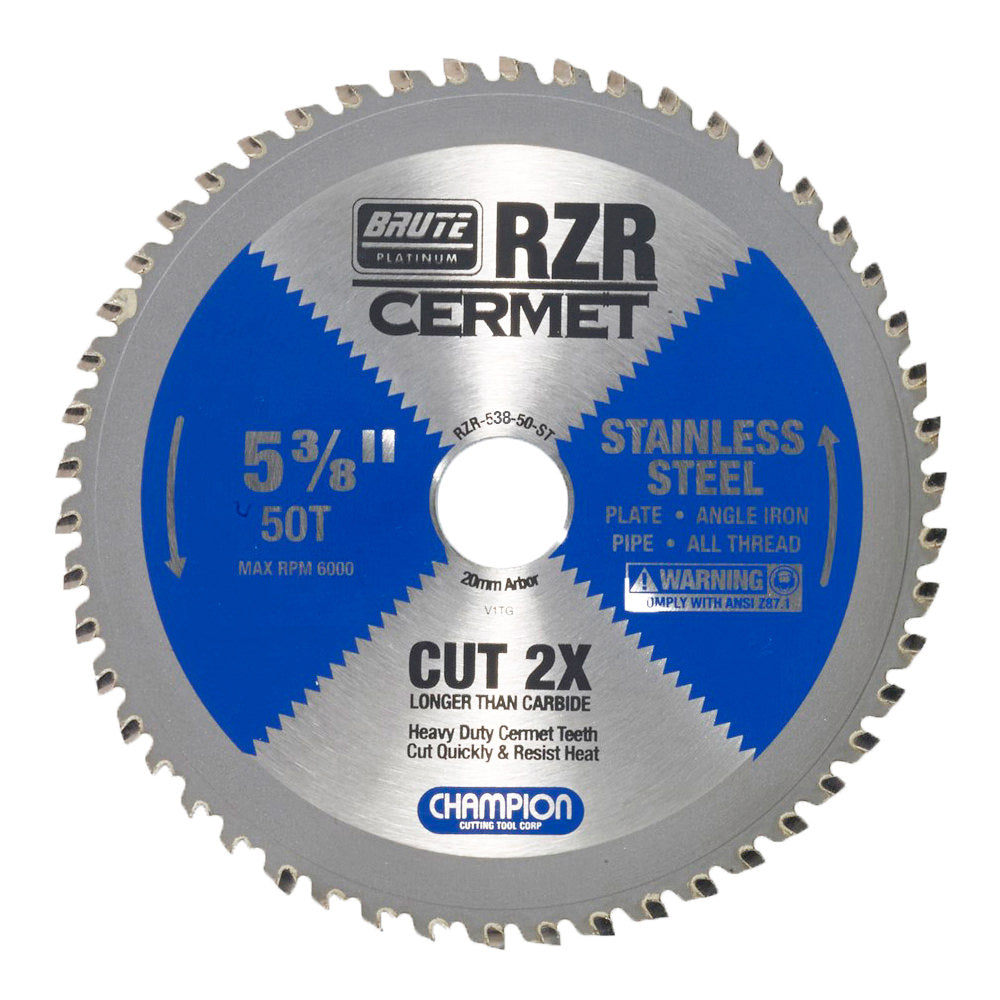 Champion RZR-538-50-ST 5-3/8 in 50-Tooth Cermet Circular Saw Blade - Stainless Steel