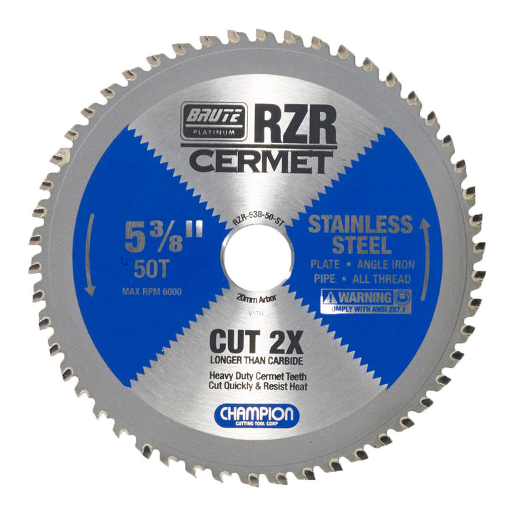 Champion RZR-538-50-ST 5-3/8 in 50-Tooth Cermet Circular Saw Blade - Stainless Steel