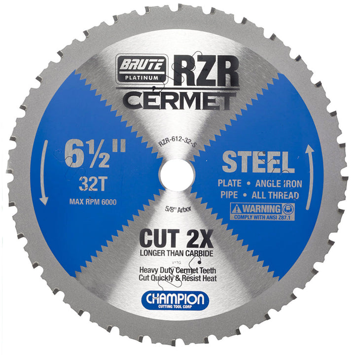 Champion RZR-612-32-S 6-1/2 in 32-Tooth Cermet Circular Saw Blade - Steel
