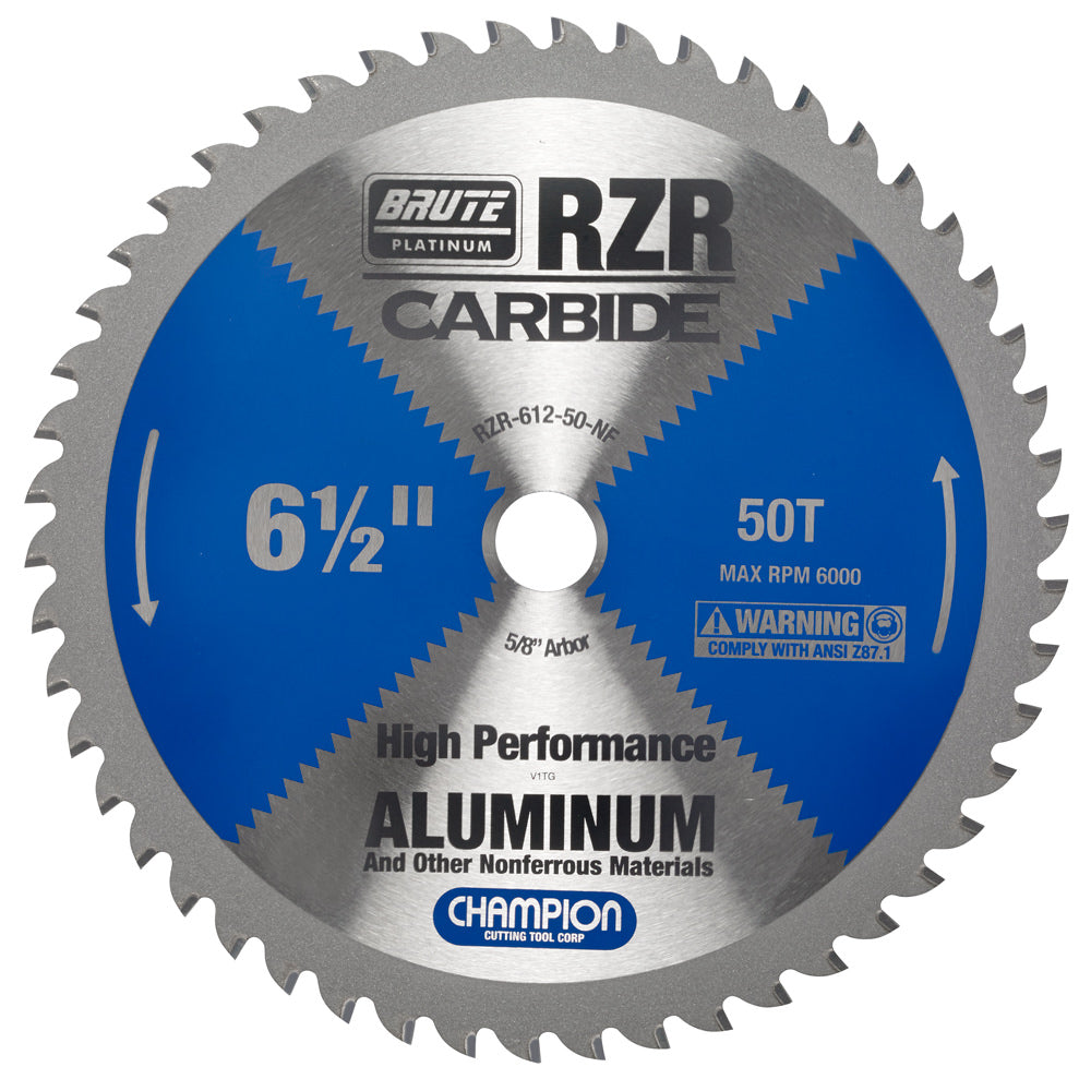 Champion RZR-612-50-NF 6-1/2 in 50-Tooth Carbide Circular Saw Blade - Aluminum