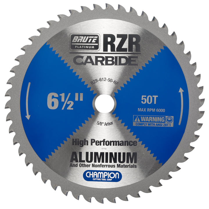 Champion RZR-612-50-NF 6-1/2 in 50-Tooth Carbide Circular Saw Blade - Aluminum