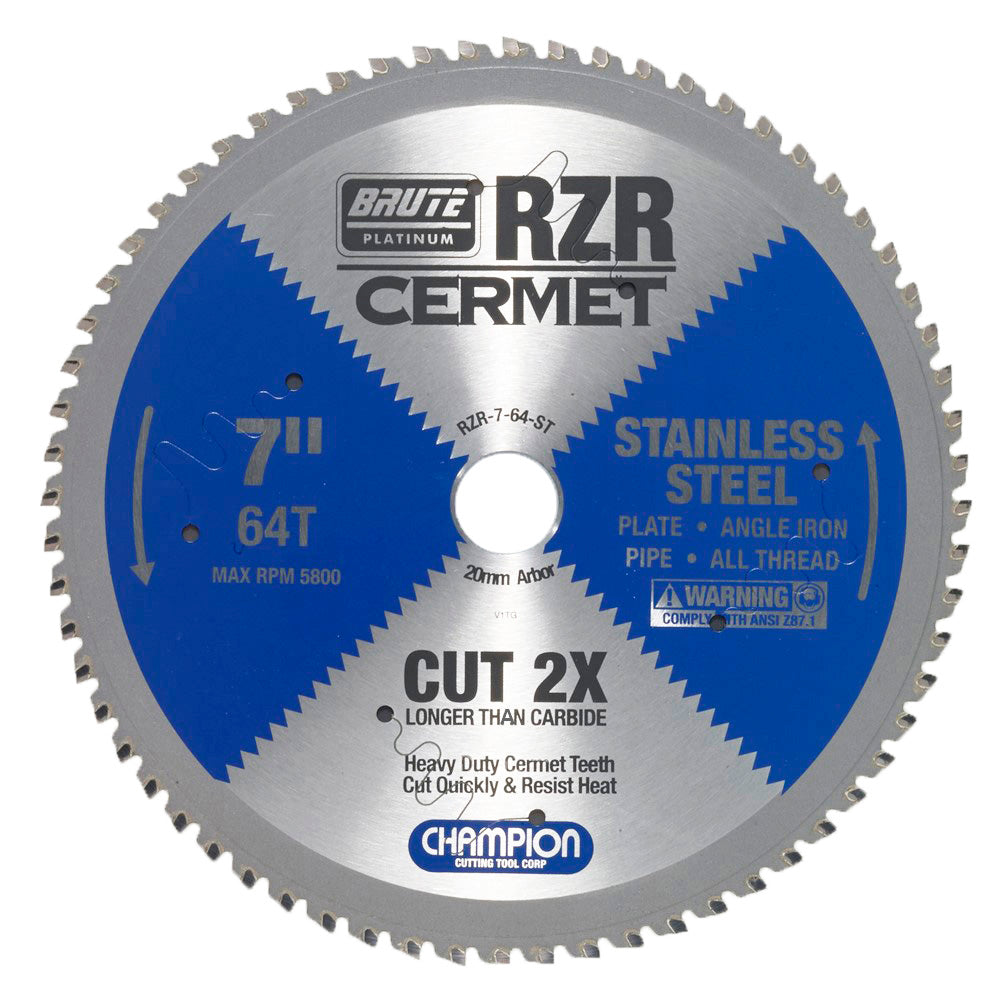 Champion RZR-7-64-ST 7 in 64-Tooth Cermet Circular Saw Blade - Stainless Steel
