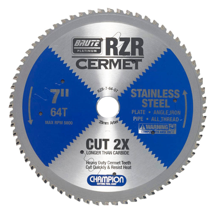 Champion RZR-7-64-ST 7 in 64-Tooth Cermet Circular Saw Blade - Stainless Steel