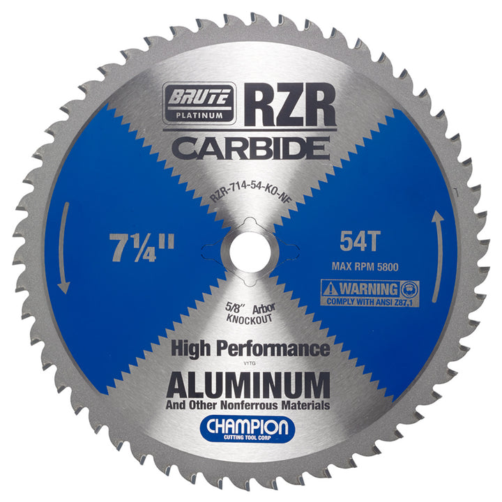 Champion RZR-714-54-KO-NF 7-1/4 in 54-Tooth KO Carbide Circular Saw Blade - Aluminum
