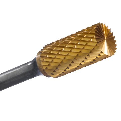 Cylinder End Cut TiN Coated Double Cut Carbide Burs