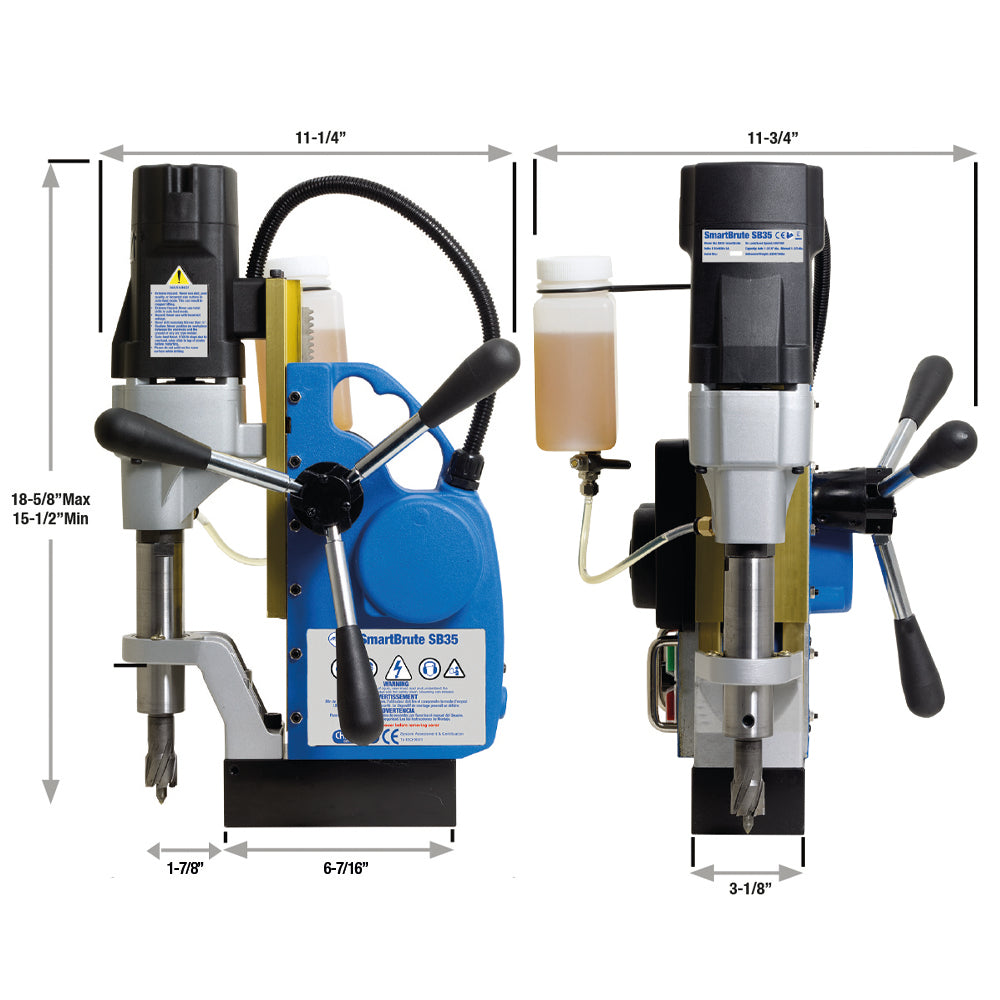Manual feed mode on SB35 SmartBrute drilling 1-3/8 inch hole with annular cutter