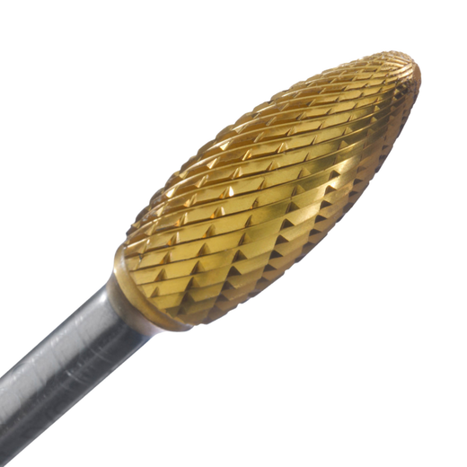 Champion SH series flame shape carbide burs for contour finishing