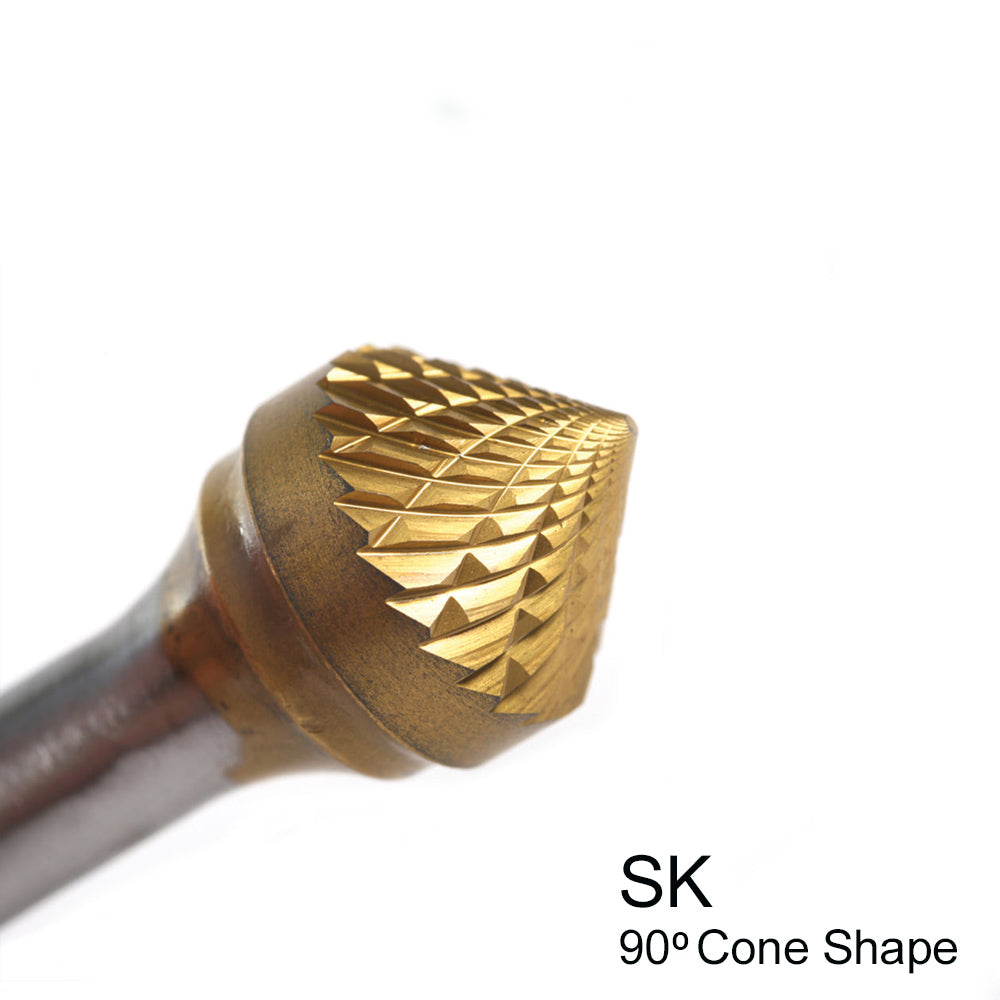 Champion SK9 1" x 1/2" 90° Cone TiN-Coated Double-Cut Carbide Bur — profile image