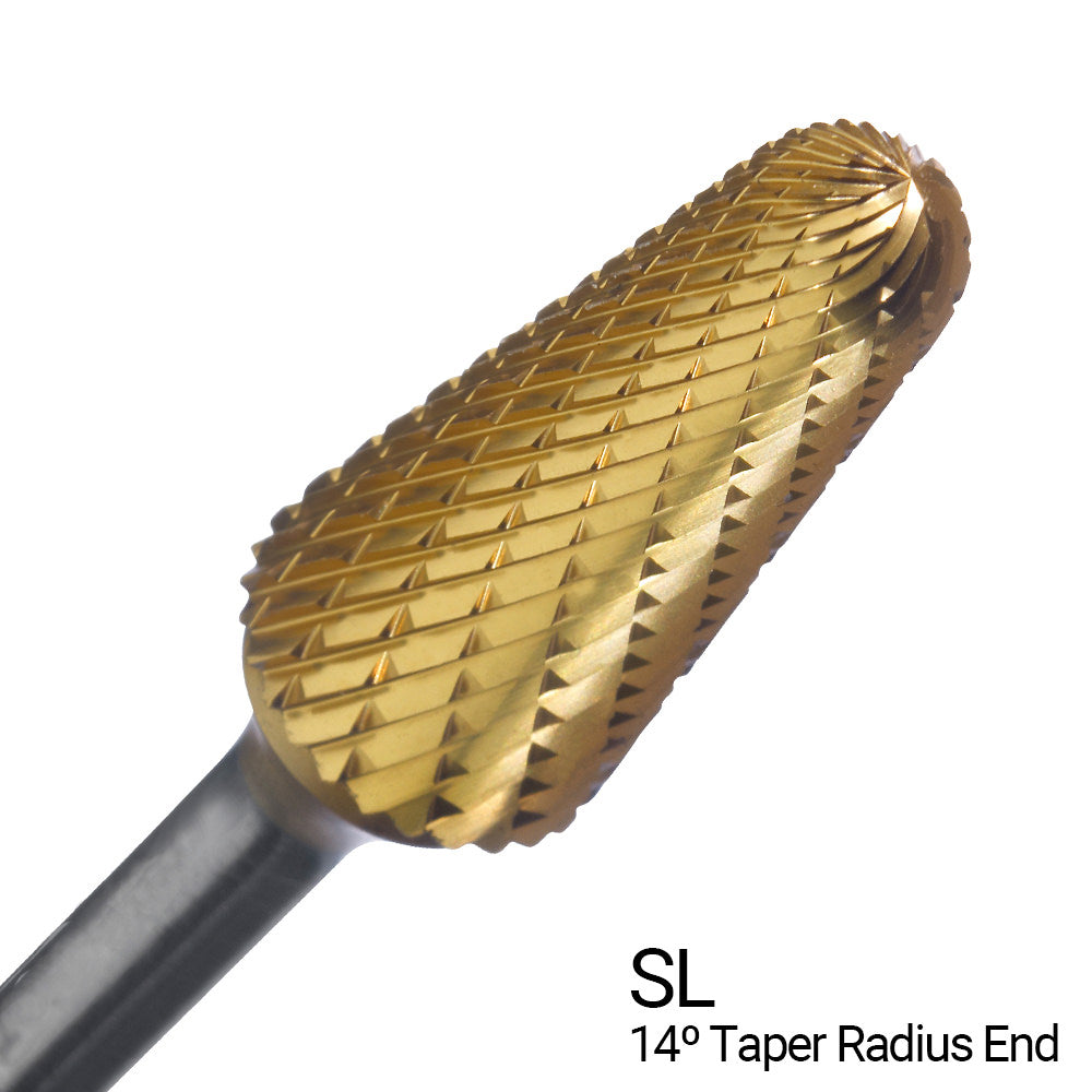 Champion SL4-IPAC 1/2" x 1-1/8" 14° Taper Radius-End TiN-Coated Double-Cut Carbide Bur — profile image