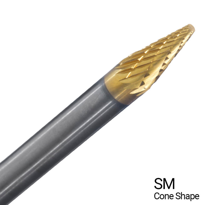 Champion SM5-IPAC 1/2" x 7/8" Cone TiN-Coated Double-Cut Carbide Bur — profile image