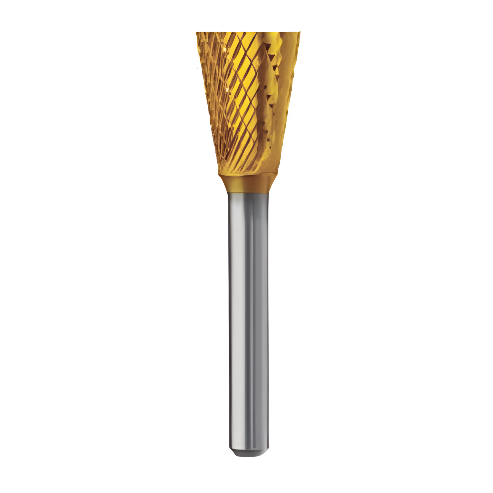Inverted cone carbide bur back-chamfering internal edges