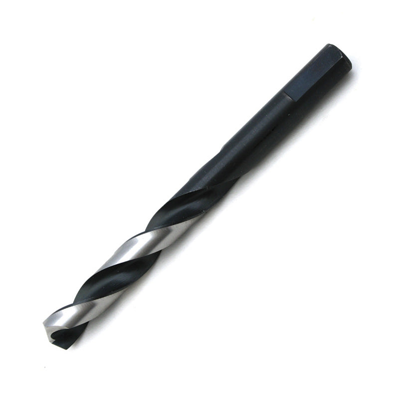 Mechanics-length HSS drill bit, 135° split point, 3-flat shank — XL28 heavy-duty bit for steel, stainless, cast iron, aluminum