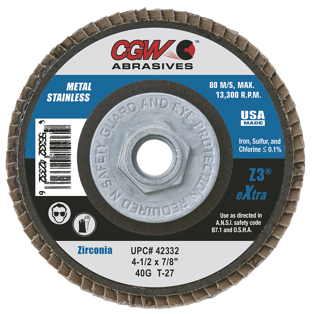 CGW 42302 eXtra Z3® Zirconia Flap Disc, 40 Grit