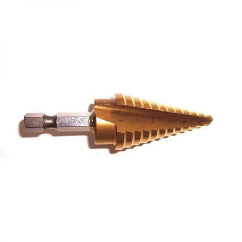 Champion MSD-HEX hex shank step drill with titanium coating for sheet metal drilling